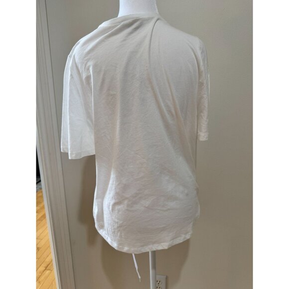 Express White Embellished T-Shirt With Rhinestone Detail Size L 100% Cotton - Picture 3 of 9